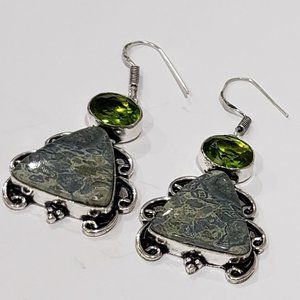 Handmade K2-Stone, Peridot Gemstone 925 Drop Earrings